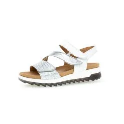 Gabor Comfort Trekkingsandalen Materialmix Leder Silber Outdoorsandalen - Silber
