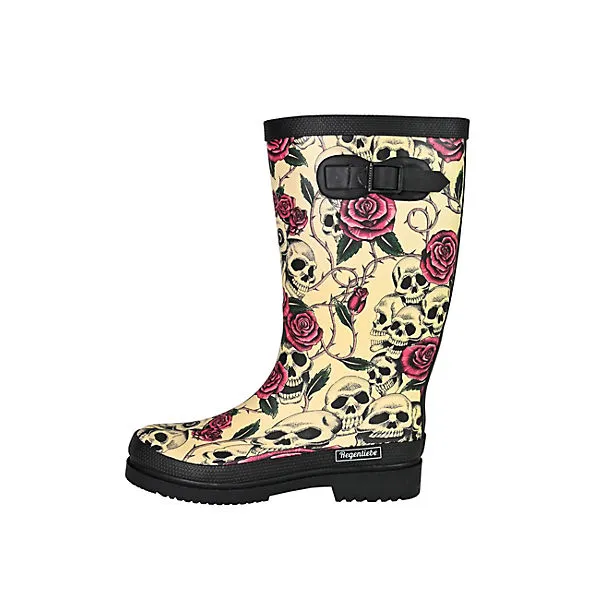 Regenliebe Gummistiefel Ghost Langschaft Mit Totenköpfen Und Roten Rosen - Mehrfarbig 2 Regenliebe Gummistiefel Ghost Langschaft Mit Totenköpfen Und Roten Rosen - Mehrfarbig – Bild 2