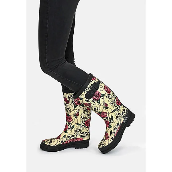 Regenliebe Gummistiefel Ghost Langschaft Mit Totenköpfen Und Roten Rosen - Mehrfarbig 3 Regenliebe Gummistiefel Ghost Langschaft Mit Totenköpfen Und Roten Rosen - Mehrfarbig – Bild 3