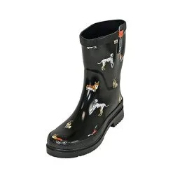 Regenliebe Gummistiefel Waldi Halbschaft Mit Hunde Motiv - Schwarz