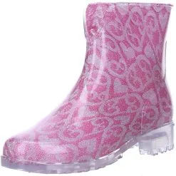 G&G Damen Stiefeletten Gummistiefel Regenschuhe Pink/grau/silber