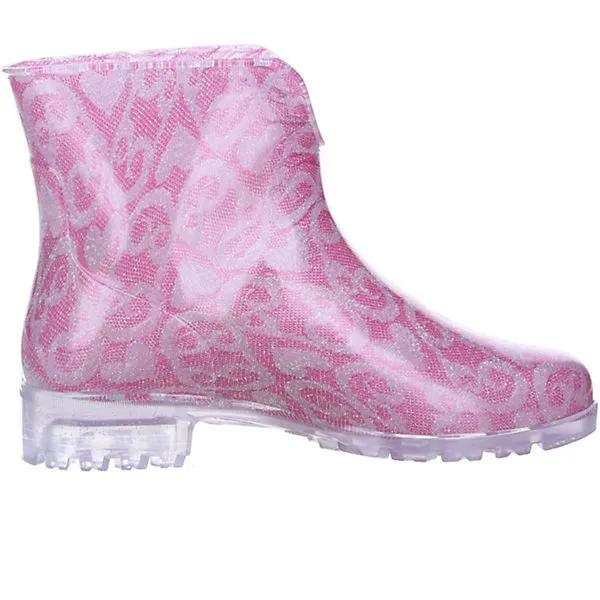 G&G Damen Stiefeletten Gummistiefel Regenschuhe Pink/grau/silber 6 G&G Damen Stiefeletten Gummistiefel Regenschuhe Pink/grau/silber – Bild 6