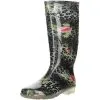 G&G Damen Wasserdichte Gummistiefel Leopardenmuster Rosenmuster Schwarz - Schwarz