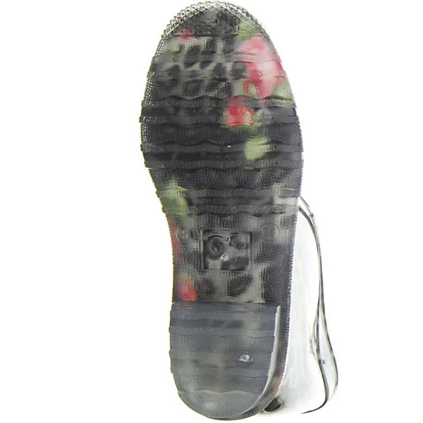 G&G Damen Wasserdichte Gummistiefel Leopardenmuster Rosenmuster Schwarz - Schwarz 3 G&G Damen Wasserdichte Gummistiefel Leopardenmuster Rosenmuster Schwarz - Schwarz – Bild 3